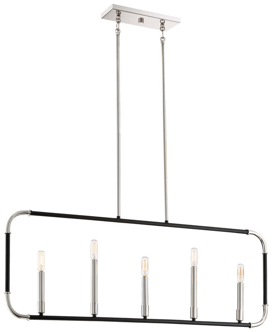 Minka-Lavery - 4065-572 - Five Light Island Pendant - Liege - Coal W/Polished Nickel Highlig