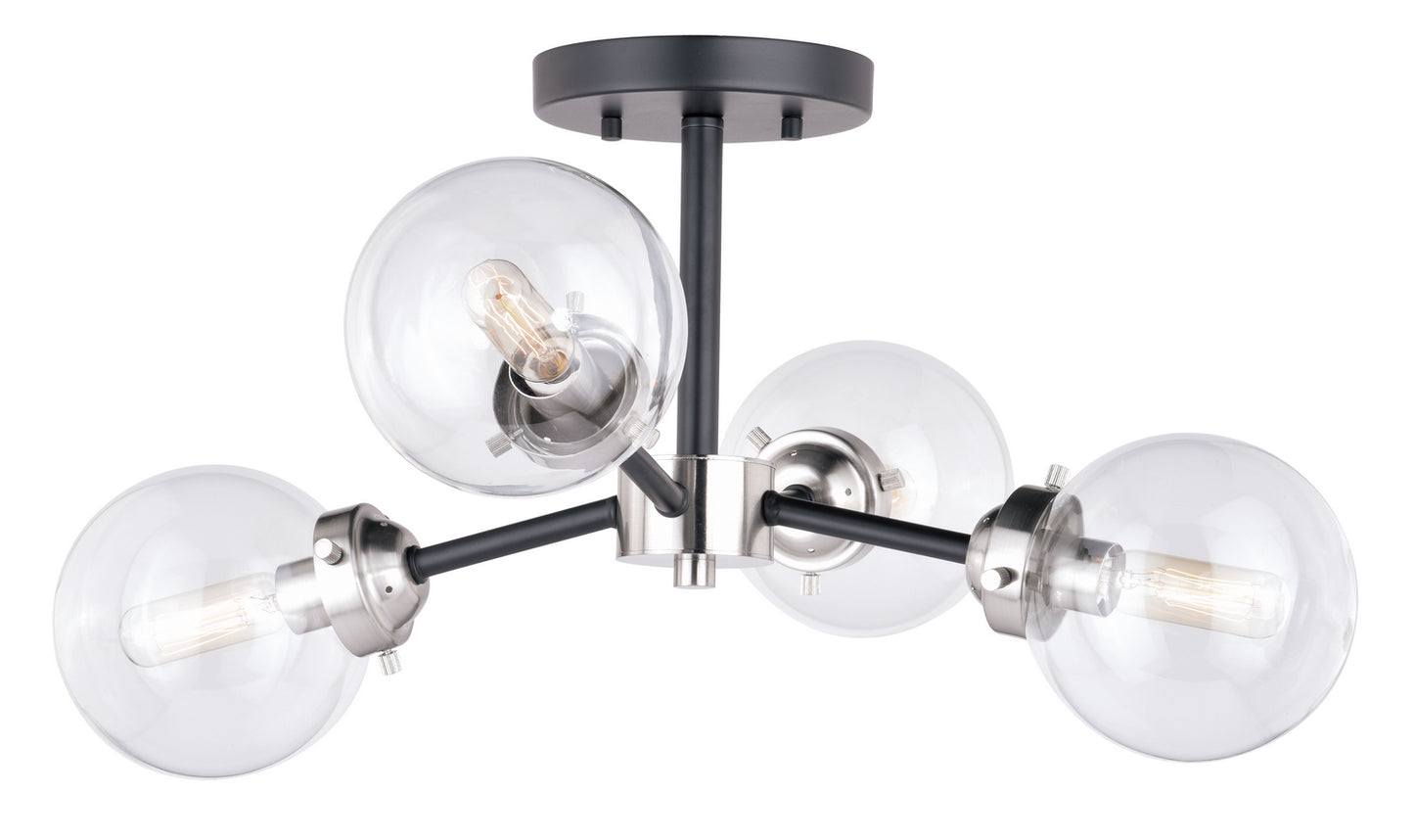 Vaxcel - C0133 - Four Light Semi Flush Mount - Orbit - Satin Nickel and Oil Rubbed Bronze