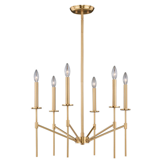 Vaxcel - H0178 - Six Light Chandelier - Kedzie - Natural Brass