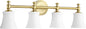 Quorum - 5122-4-80 - Four Light Vanity - Rossington - Aged Brass w/ Satin Opal