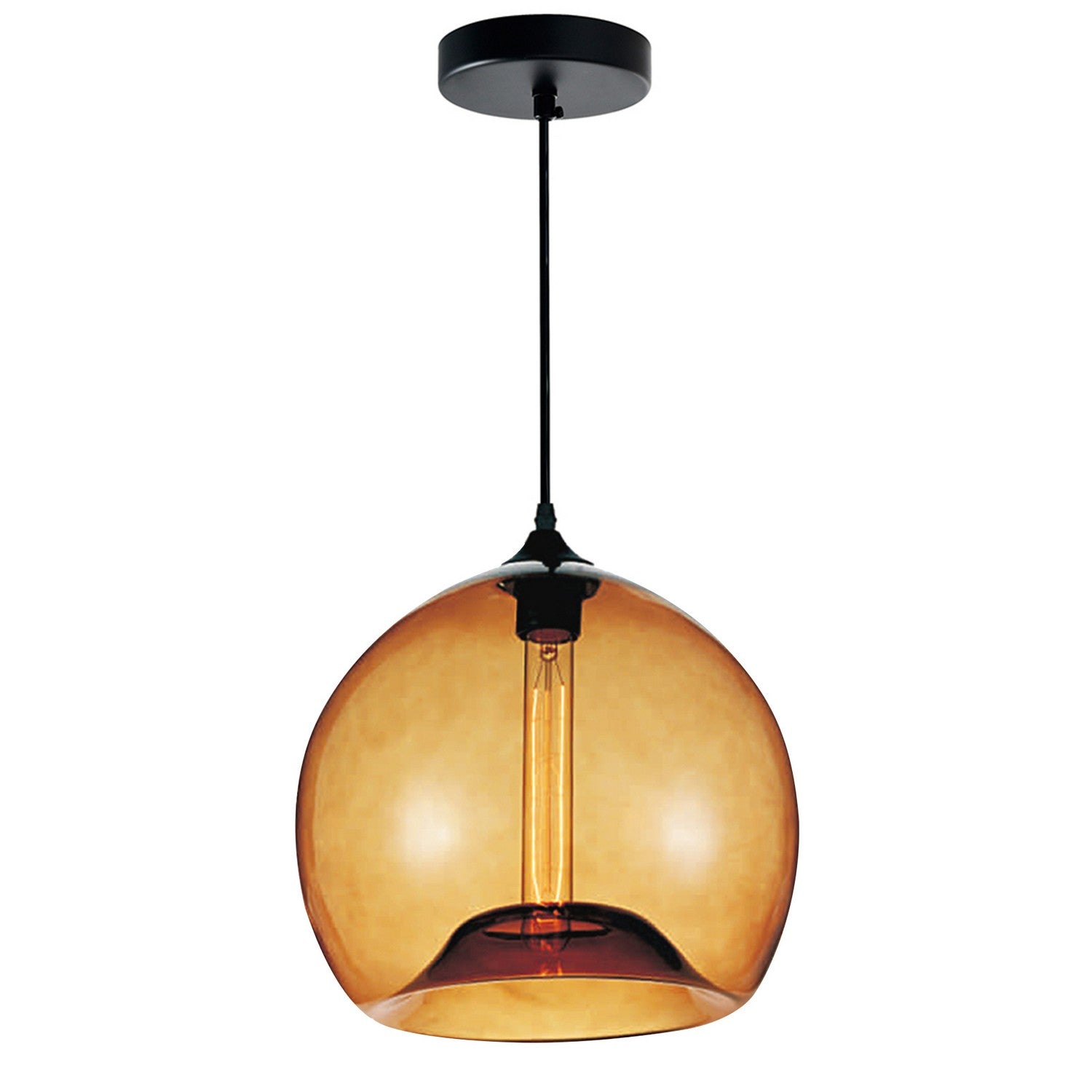 CWI Lighting - 5553P12- Amber - One Light Mini Pendant - Glass - Black