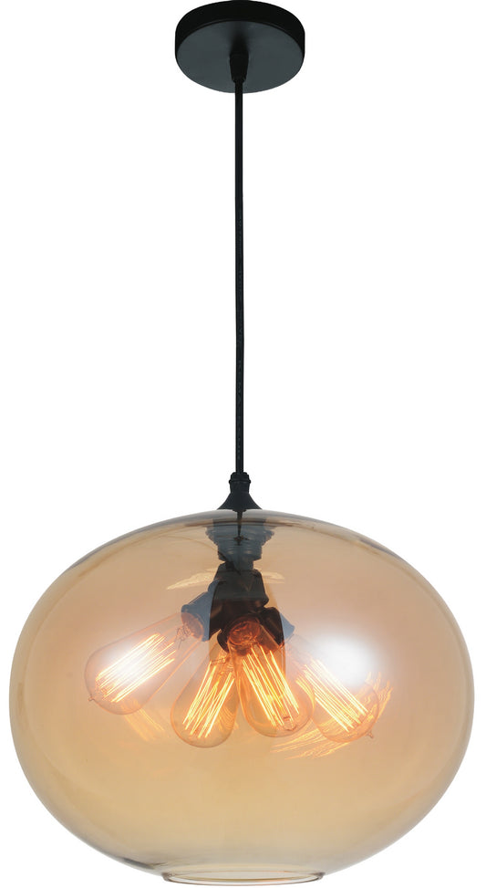 CWI Lighting - 5553P16 -Amber - Four Light Pendant - Glass - Black