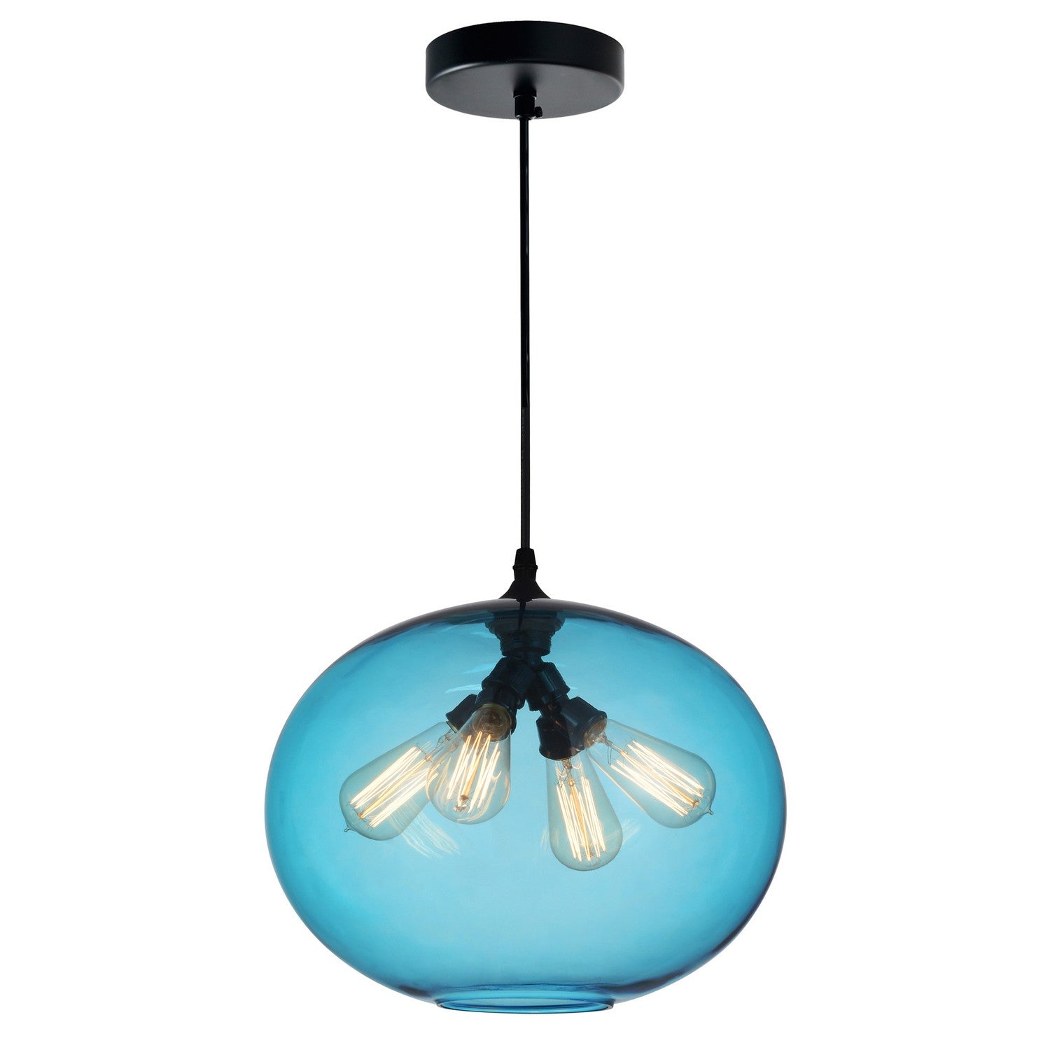 CWI Lighting - 5553P16 -Blue - Four Light Pendant - Glass - Black