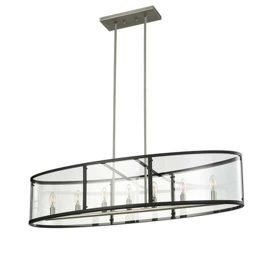 DVI Lighting - DVP25402BN/GR-CL - Seven Light Linear Pendant - Downtown - Buffed Nickel And Graphite With Clear Glass