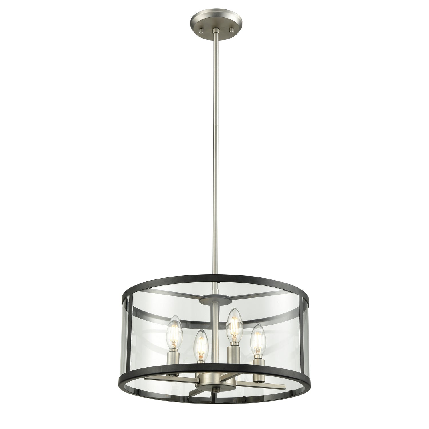 DVI Lighting - DVP25406BN/GR-CL - Four Light Pendant - Downtown - Buffed Nickel And Graphite With Clear Glass