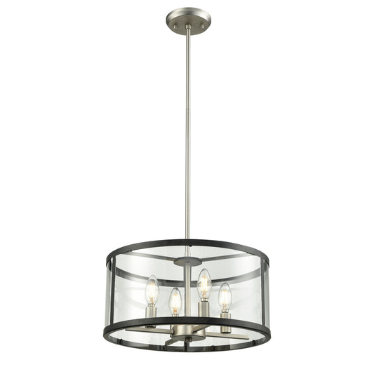 DVI Lighting - DVP25406BN/GR-CL - Four Light Pendant - Downtown - Buffed Nickel And Graphite With Clear Glass