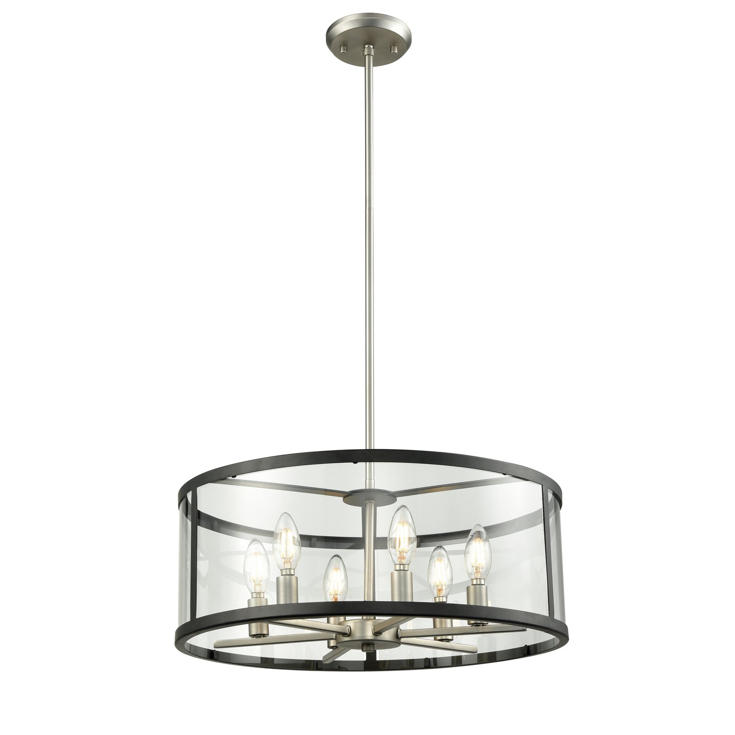 DVI Lighting - DVP25408BN/GR-CL - Six Light Pendant - Downtown - Buffed Nickel And Graphite With Clear Glass