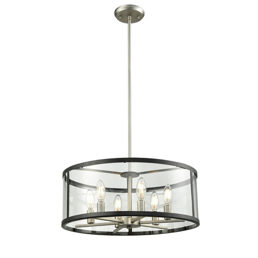 DVI Lighting - DVP25408BN/GR-CL - Six Light Pendant - Downtown - Buffed Nickel And Graphite With Clear Glass