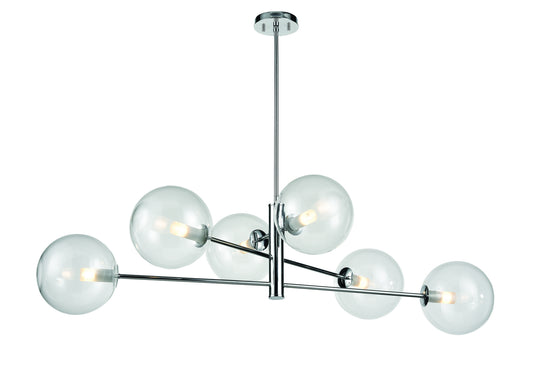 DVI Lighting - DVP27002CH-CL - Six Light Linear Pendant - Courcelette - Chrome With Clear Glass