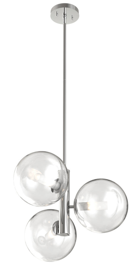 DVI Lighting - DVP27023CH-CL - Three Light Pendant - Courcelette - Chrome With Clear Glass