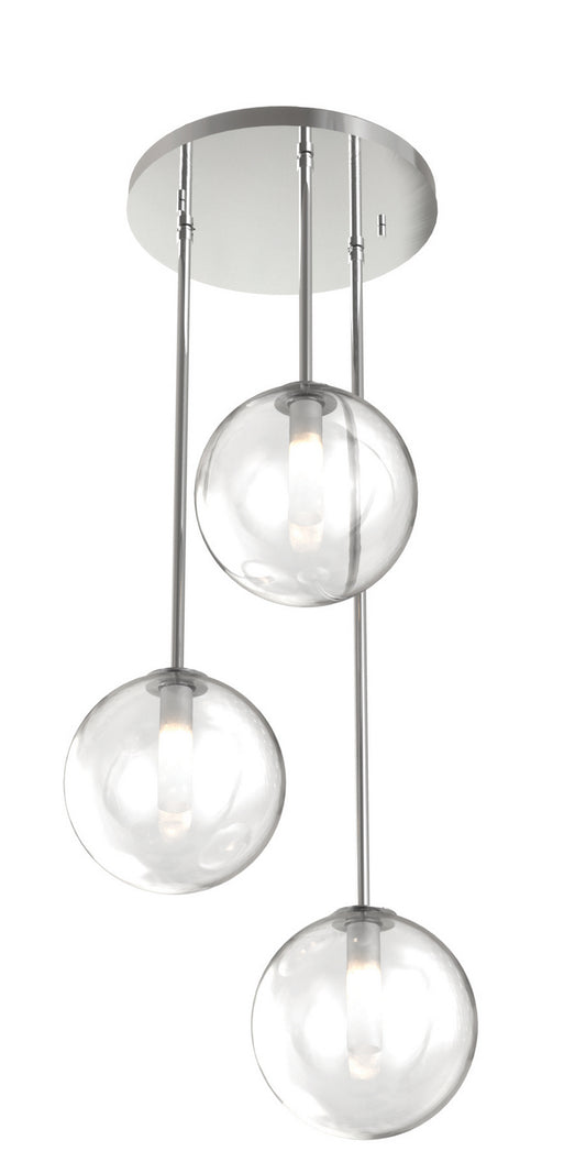 DVI Lighting - DVP27053CH-CL - Three Light Pendant - Courcelette - Chrome With Clear Glass