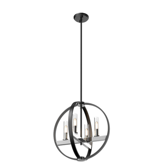 DVI Lighting - DVP28848CH/GR-CL - Four Light Pendant - Mont Royal - Chrome And Graphite With Clear Glass