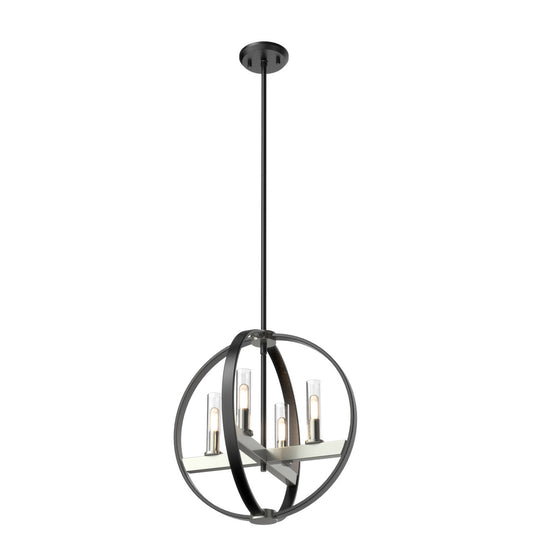 DVI Lighting - DVP28848SN/GR-CL - Four Light Pendant - Mont Royal - Satin Nickel And Graphite With Clear Glass