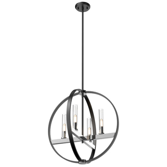 DVI Lighting - DVP28849CH/GR-CL - Four Light Pendant - Mont Royal - Chrome And Graphite With Clear Glass