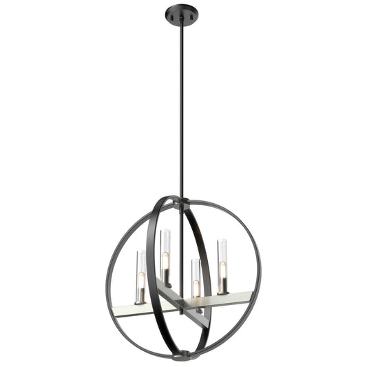 DVI Lighting - DVP28849SN/GR-CL - Four Light Pendant - Mont Royal - Satin Nickel And Graphite With Clear Glass