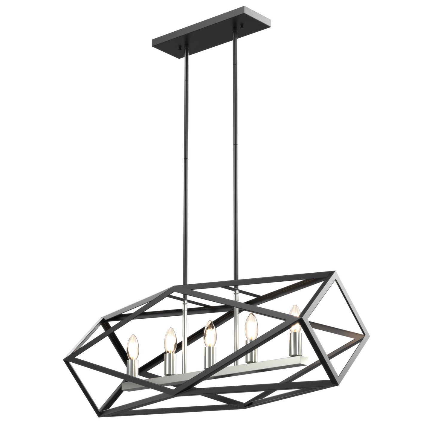 DVI Lighting - DVP29502SN/GR - Five Light Linear Pendant - Polygon - Satin Nickel And Graphite