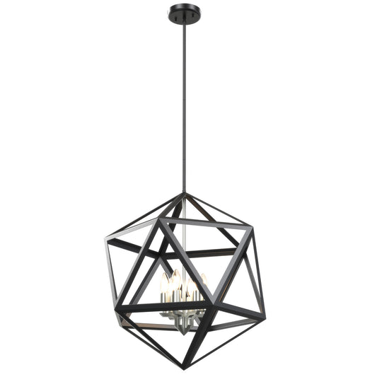 DVI Lighting - DVP29505SN/GR - Six Light Pendant - Polygon - Satin Nickel And Graphite