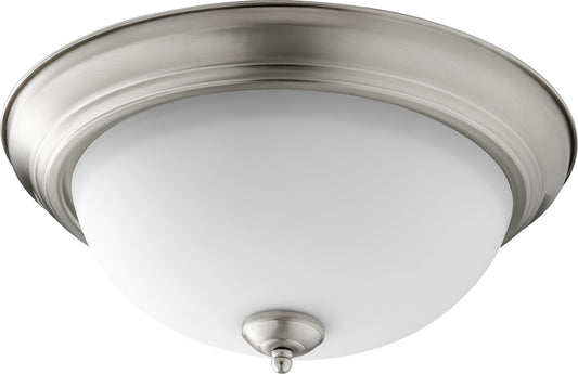 Quorum - 3063-15-65 - Three Light Ceiling Mount - 3063 Ceiling Mounts - Satin Nickel w/ Satin Opal
