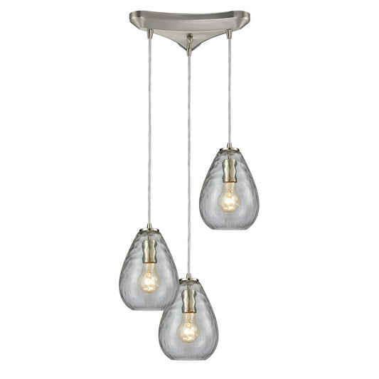 ELK Home - 10760/3 - Three Light Pendant - Lagoon - Satin Nickel