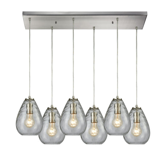 ELK Home - 10760/6RC - Six Light Pendant - Lagoon - Satin Nickel