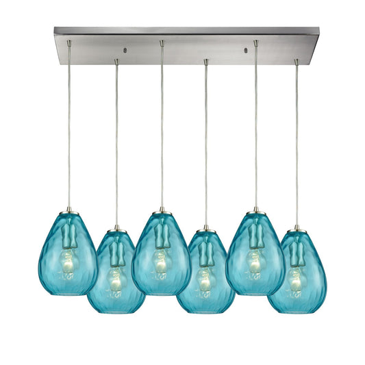 ELK Home - 10770/6RC - Six Light Pendant - Lagoon - Satin Nickel