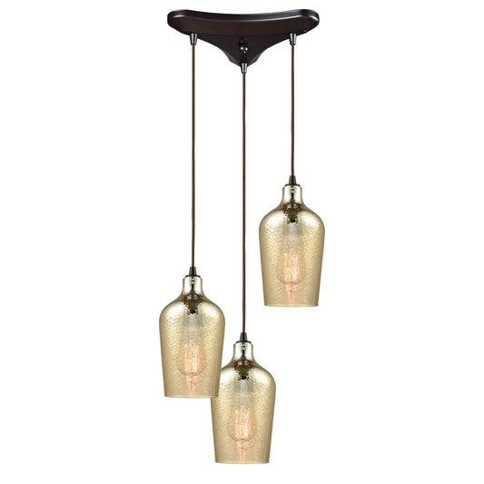 ELK Home - 10840/3 - Three Light Pendant - Hammered Glass - Oil Rubbed Bronze