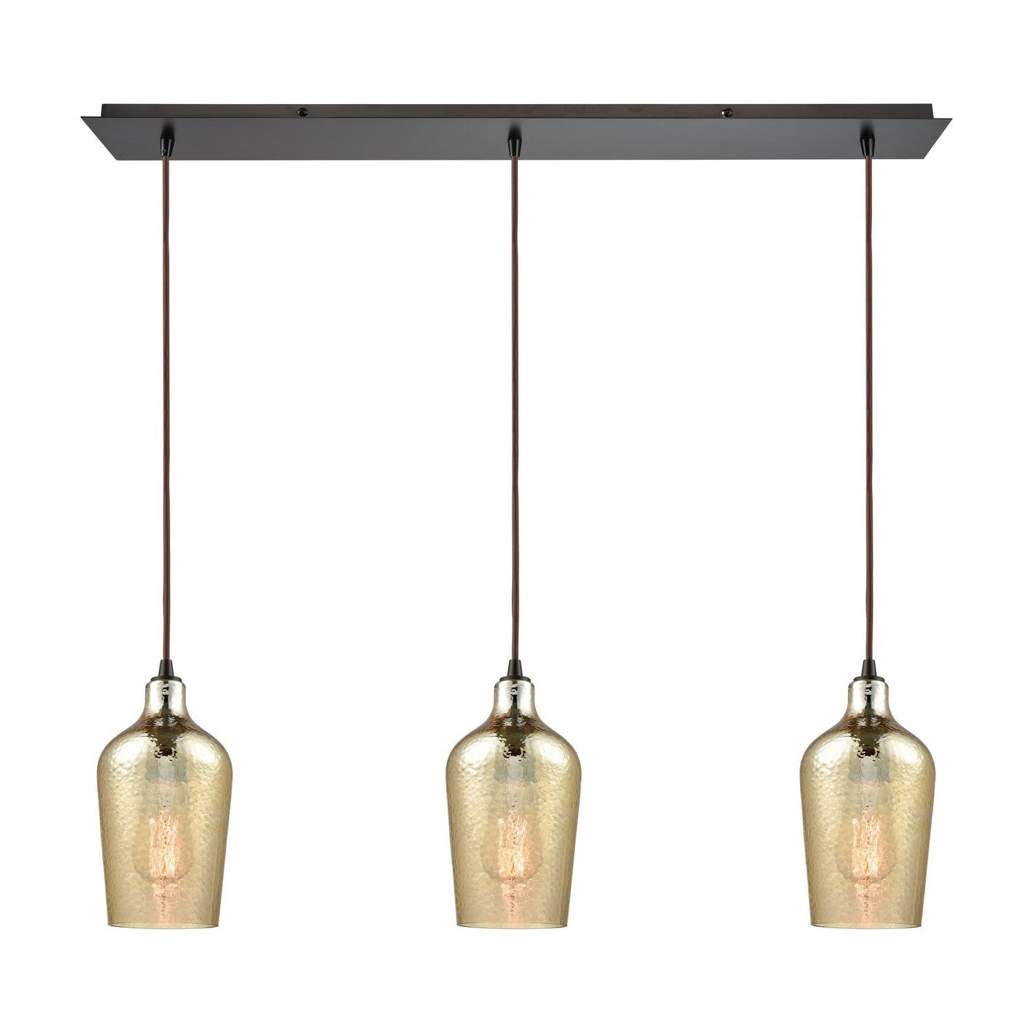 ELK Home - 10840/3LP - Three Light Pendant - Hammered Glass - Oil Rubbed Bronze