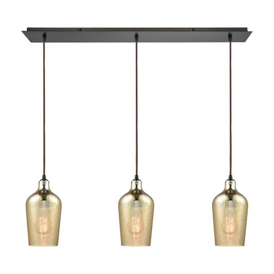 ELK Home - 10840/3LP - Three Light Pendant - Hammered Glass - Oil Rubbed Bronze