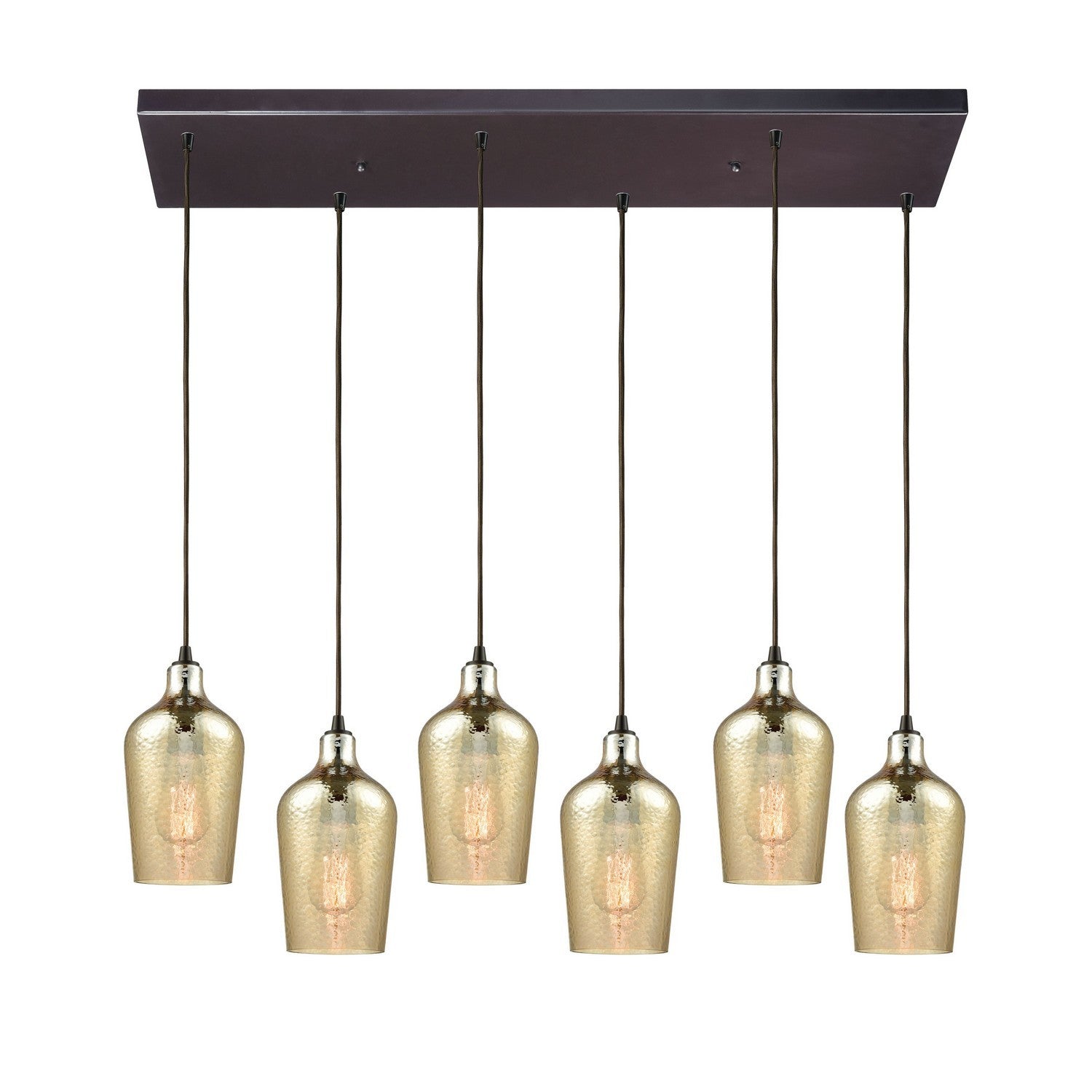 ELK Home - 10840/6RC - Six Light Pendant - Hammered Glass - Oil Rubbed Bronze