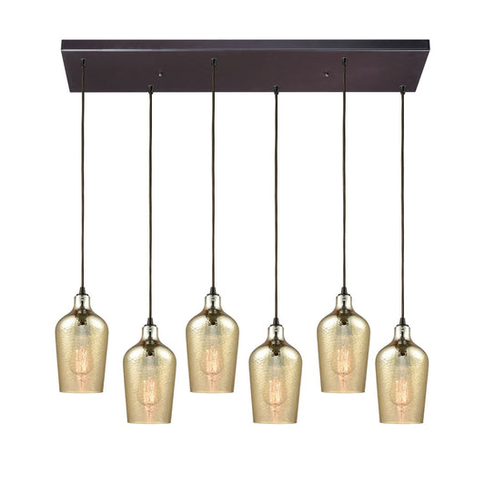 ELK Home - 10840/6RC - Six Light Pendant - Hammered Glass - Oil Rubbed Bronze