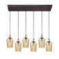 ELK Home - 10840/6RC - Six Light Pendant - Hammered Glass - Oil Rubbed Bronze