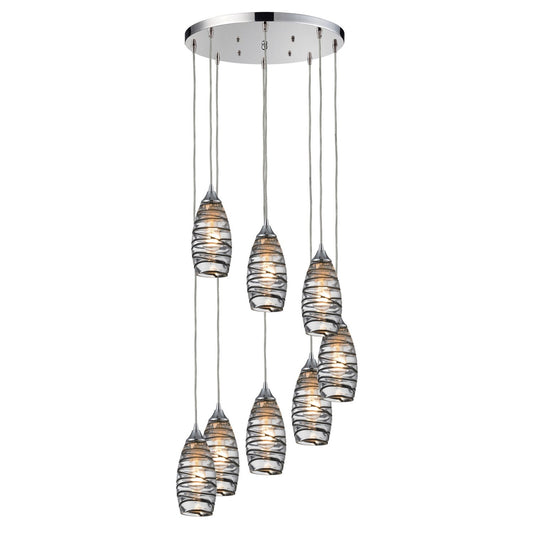 ELK Home - 31338/8R-VINW - Eight Light Pendant - Twister - Polished Chrome