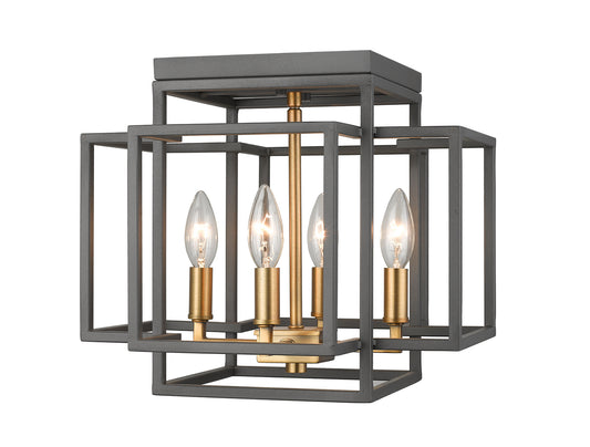 Z-Lite - 454F-BRZ-OBR - Four Light Flush Mount - Titania - Bronze / Olde Brass