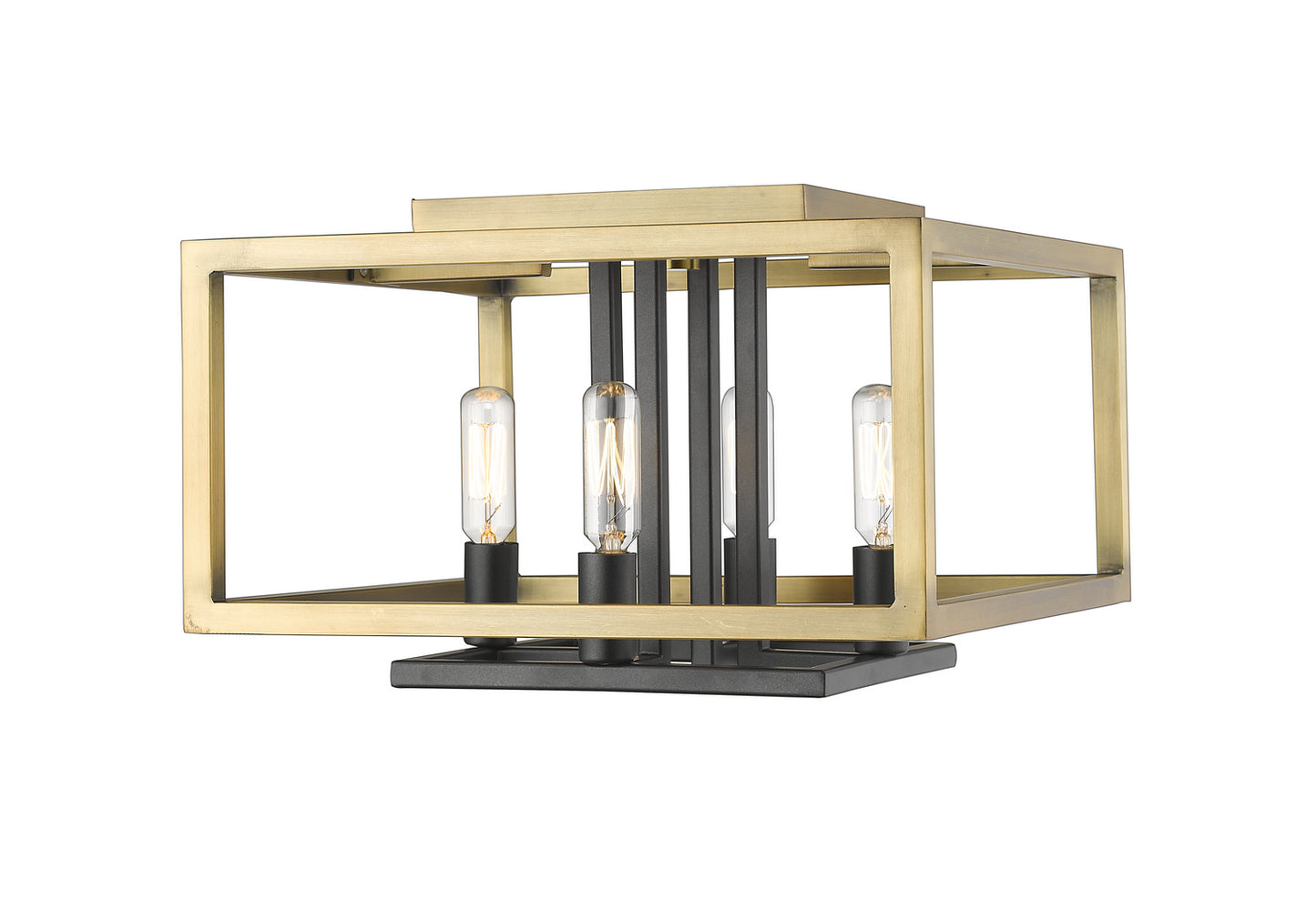 Z-Lite - 456F-OBR-BRZ - Four Light Flush Mount - Quadra - Olde Brass / Bronze