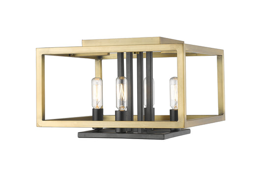 Z-Lite - 456F-OBR-BRZ - Four Light Flush Mount - Quadra - Olde Brass / Bronze