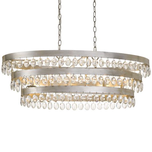 Crystorama - 6107-SA - Six Light Chandelier - Perla - Antique Silver