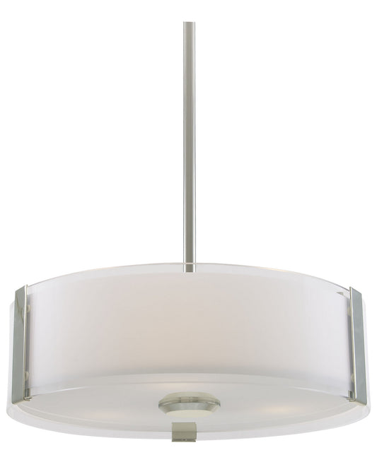 DVI Lighting - DVP14506SN-SSOP - Three Light Pendant - Zurich - Satin Nickel With Silk Screened Opal Glass