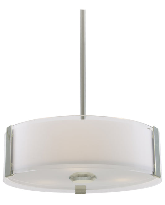 DVI Lighting - DVP14508SN-SSOP - Three Light Pendant - Zurich - Satin Nickel With Silk Screened Opal Glass