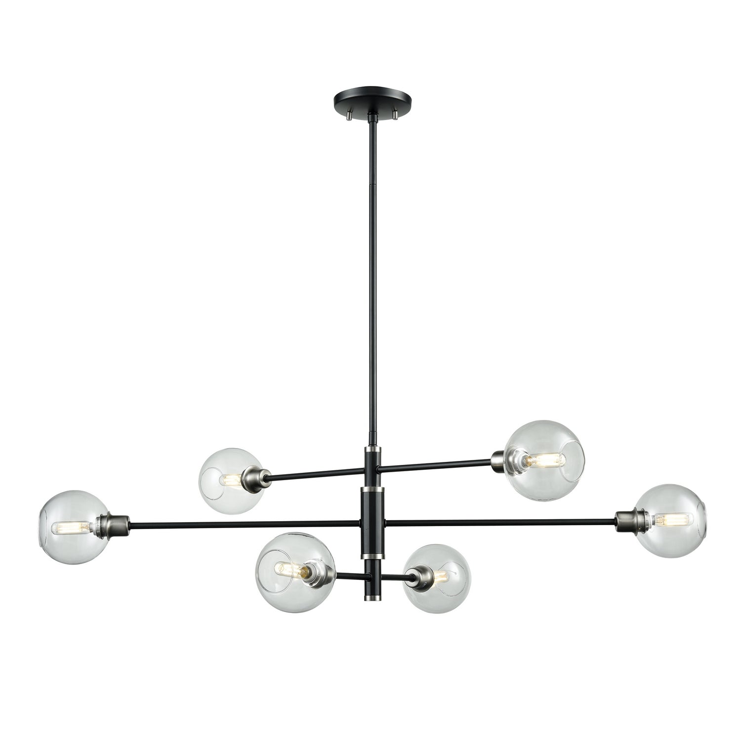 DVI Lighting - DVP20802SN+GR-CL - Six Light Linear Pendant - Ocean Drive - Satin Nickel And Graphite With Clear Glass