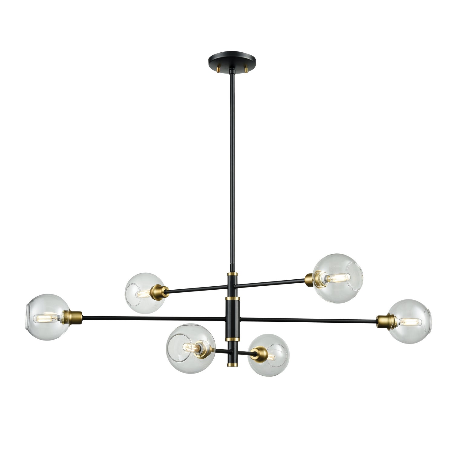 DVI Lighting - DVP20802VBR+GR-CL - Six Light Linear Pendant - Ocean Drive - Venetian Brass And Graphite With Clear Glass