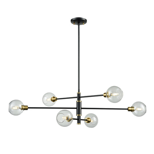 DVI Lighting - DVP20802VBR+GR-CL - Six Light Linear Pendant - Ocean Drive - Venetian Brass And Graphite With Clear Glass