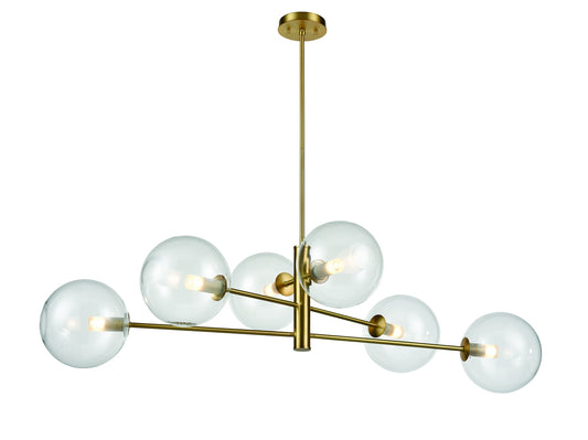 DVI Lighting - DVP27002VBR-CL - Six Light Linear Pendant - Courcelette - Venetian Brass With Clear Glass
