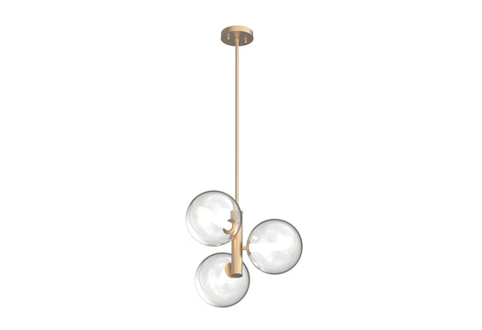 DVI Lighting - DVP27023VBR-CL - Three Light Pendant - Courcelette - Venetian Brass With Clear Glass