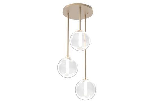 DVI Lighting - DVP27053VBR-CL - Three Light Pendant - Courcelette - Venetian Brass With Clear Glass