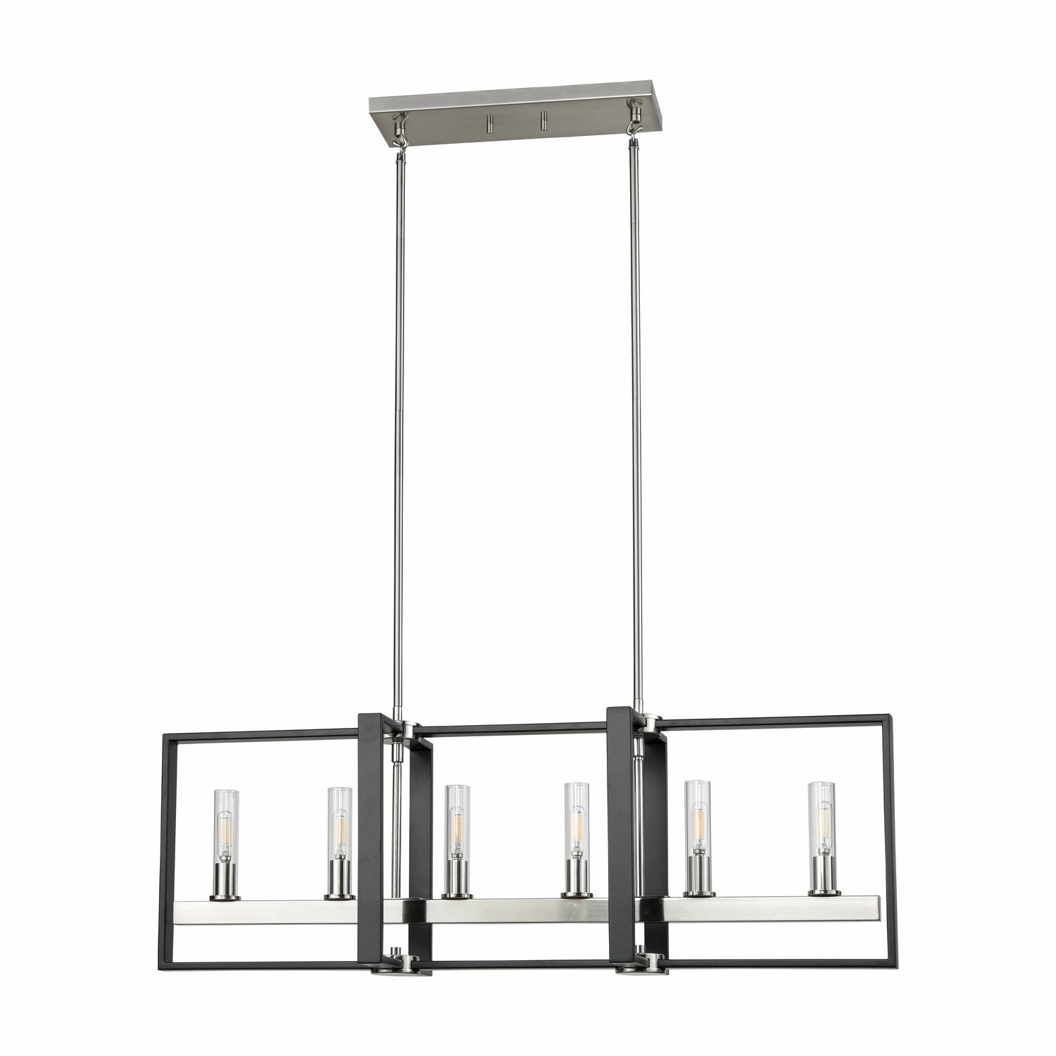 DVI Lighting - DVP30202SN+GR-CL - Six Light Linear Pendant - Blairmore - Satin Nickel And Graphite With Clear Glass
