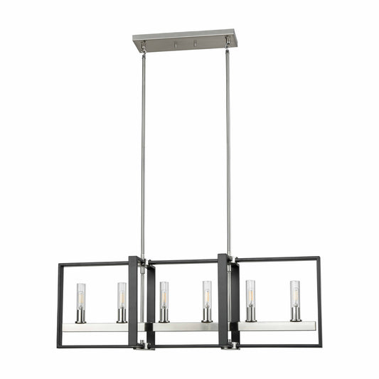 DVI Lighting - DVP30202SN+GR-CL - Six Light Linear Pendant - Blairmore - Satin Nickel And Graphite With Clear Glass