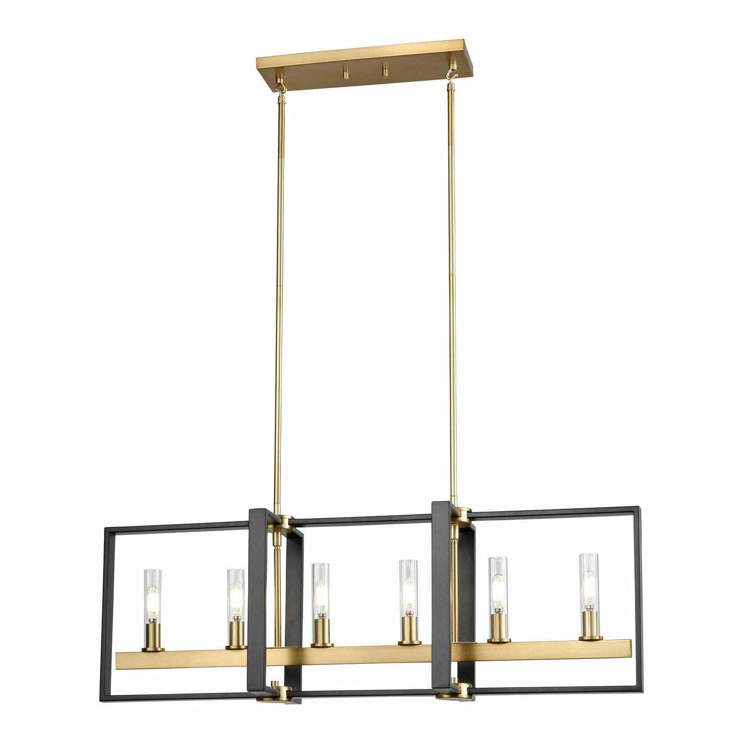 DVI Lighting - DVP30202VBR+GR-CL - Six Light Linear Pendant - Blairmore - Venetian Brass And Graphite With Clear Glass