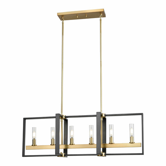 DVI Lighting - DVP30202VBR+GR-CL - Six Light Linear Pendant - Blairmore - Venetian Brass And Graphite With Clear Glass