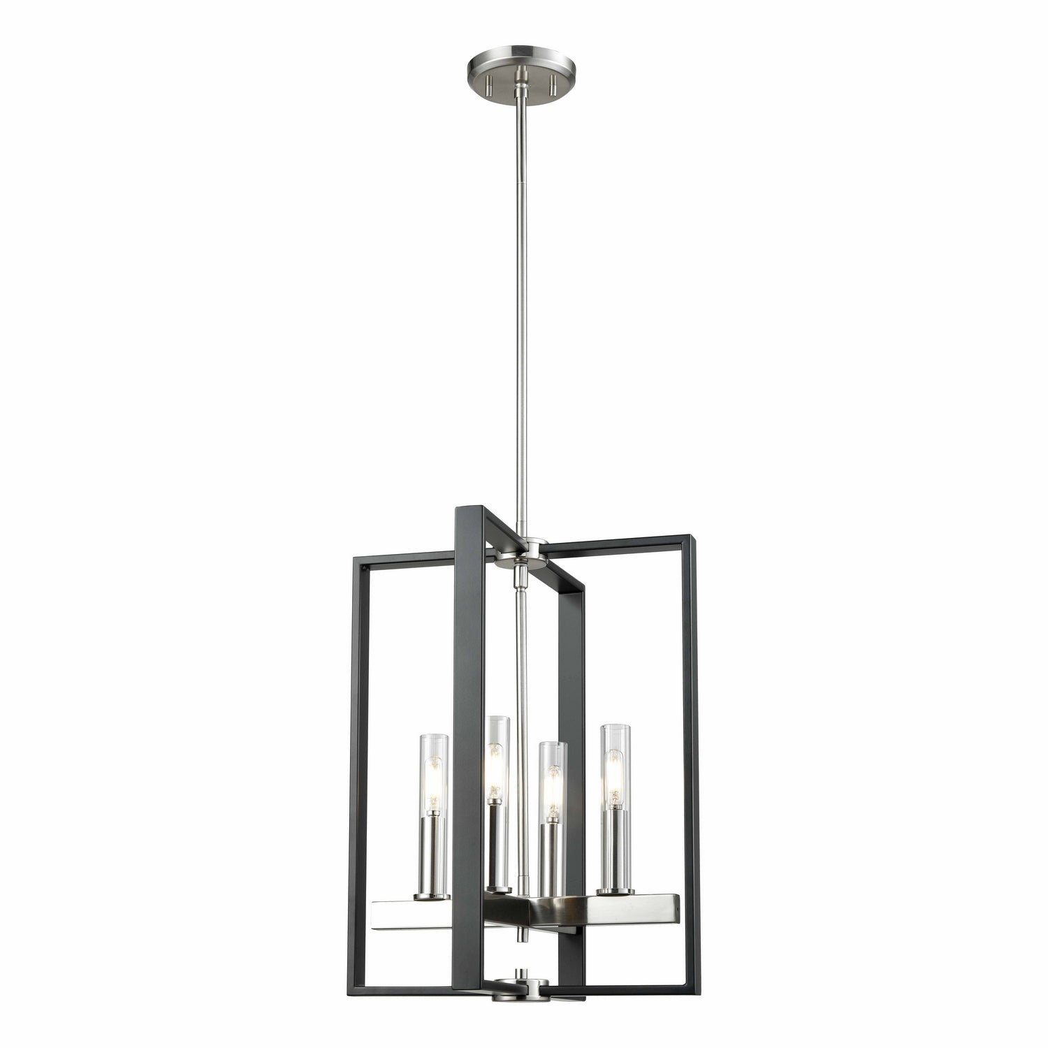 DVI Lighting - DVP30248SN+GR-CL - Four Light Foyer Pendant - Blairmore - Satin Nickel And Graphite With Clear Glass