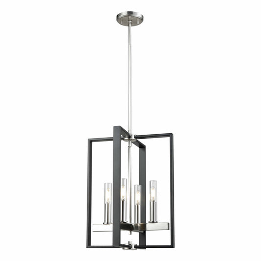 DVI Lighting - DVP30248SN+GR-CL - Four Light Foyer Pendant - Blairmore - Satin Nickel And Graphite With Clear Glass